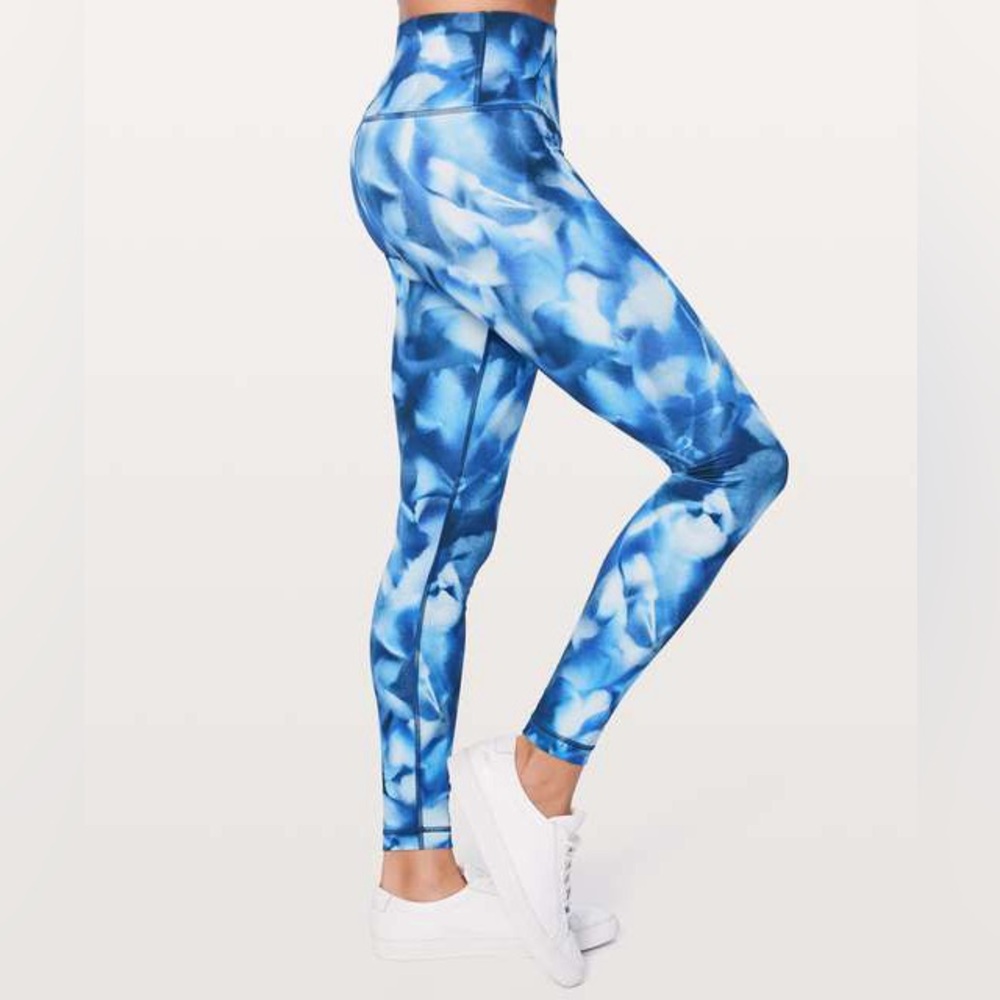 Lululemon High Rise Wunder Under Leggings 28" Blue Tie Dye